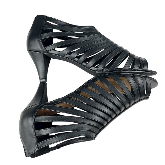 Comfortview Saffi Heeled Sandals Women’s Size 12WW Black Faux Leather Strappy - Picture 6 of 11